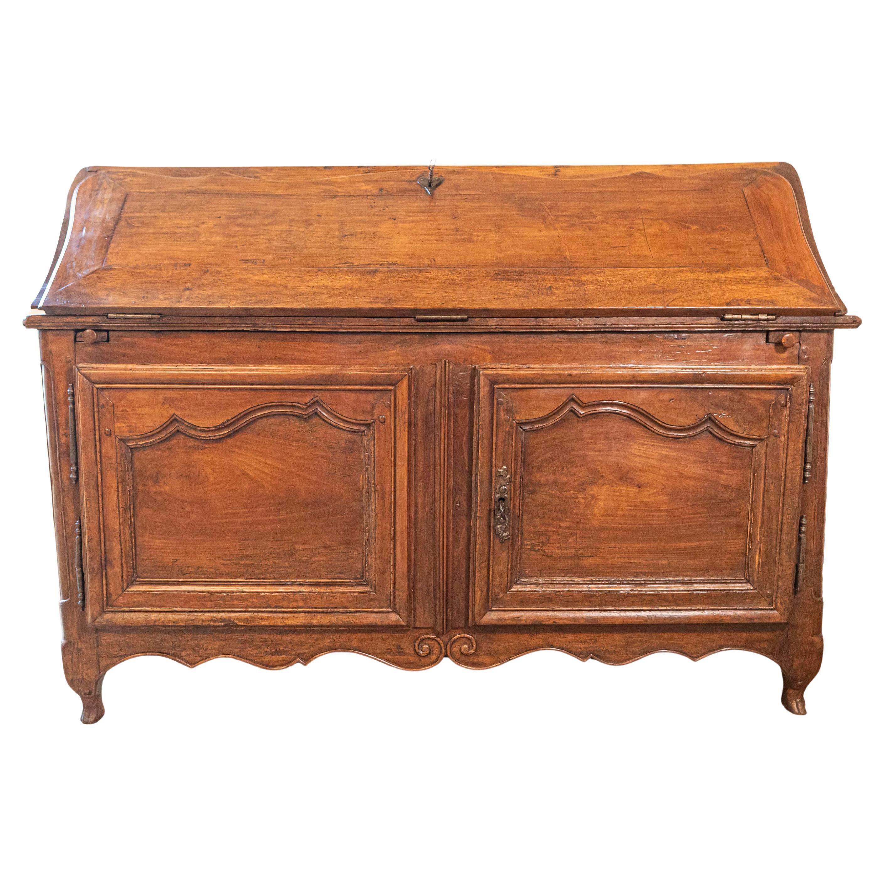 French Louis XV Period 18th Century Walnut Slant Front Secretary and Buffet
