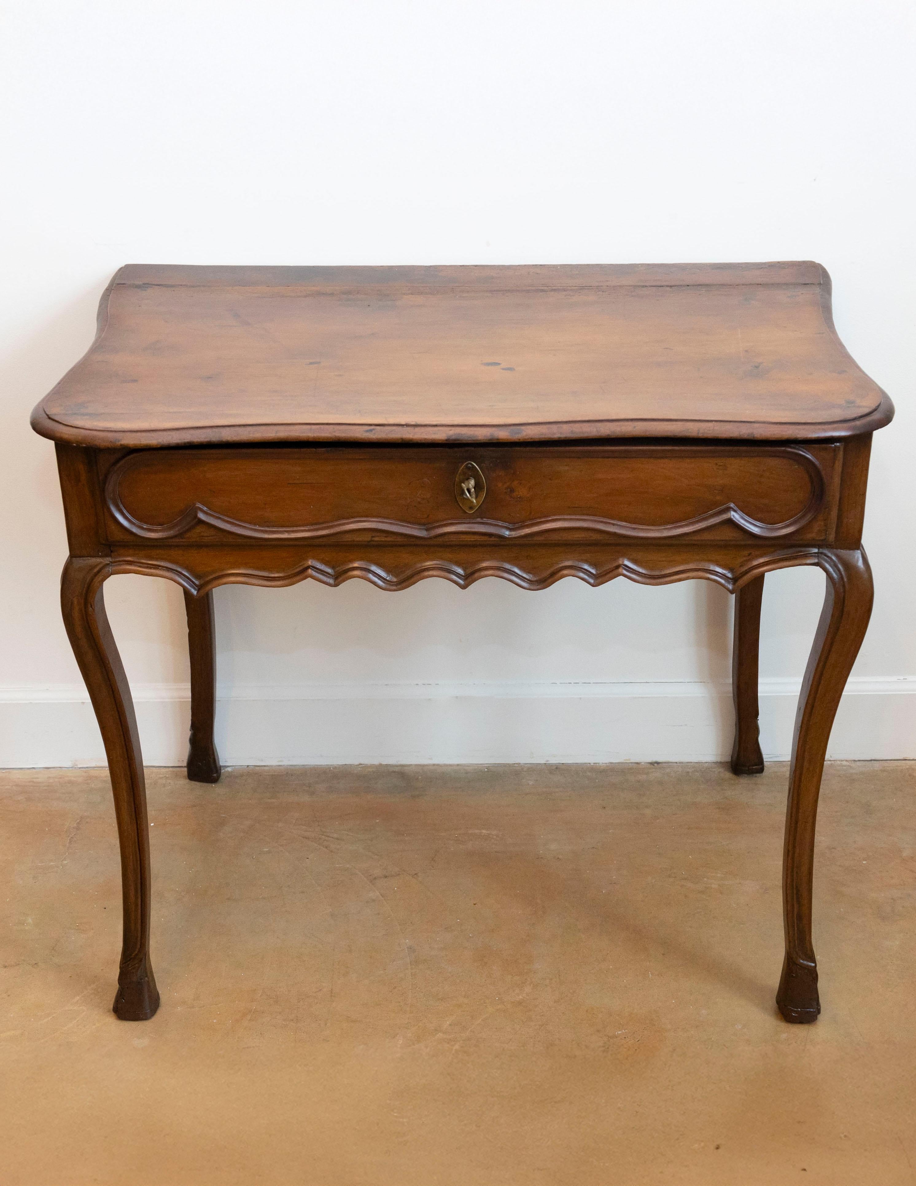 Ebonized Italian Baroque Style 19th Century Walnut Console Table with Serpentine Front For Sale