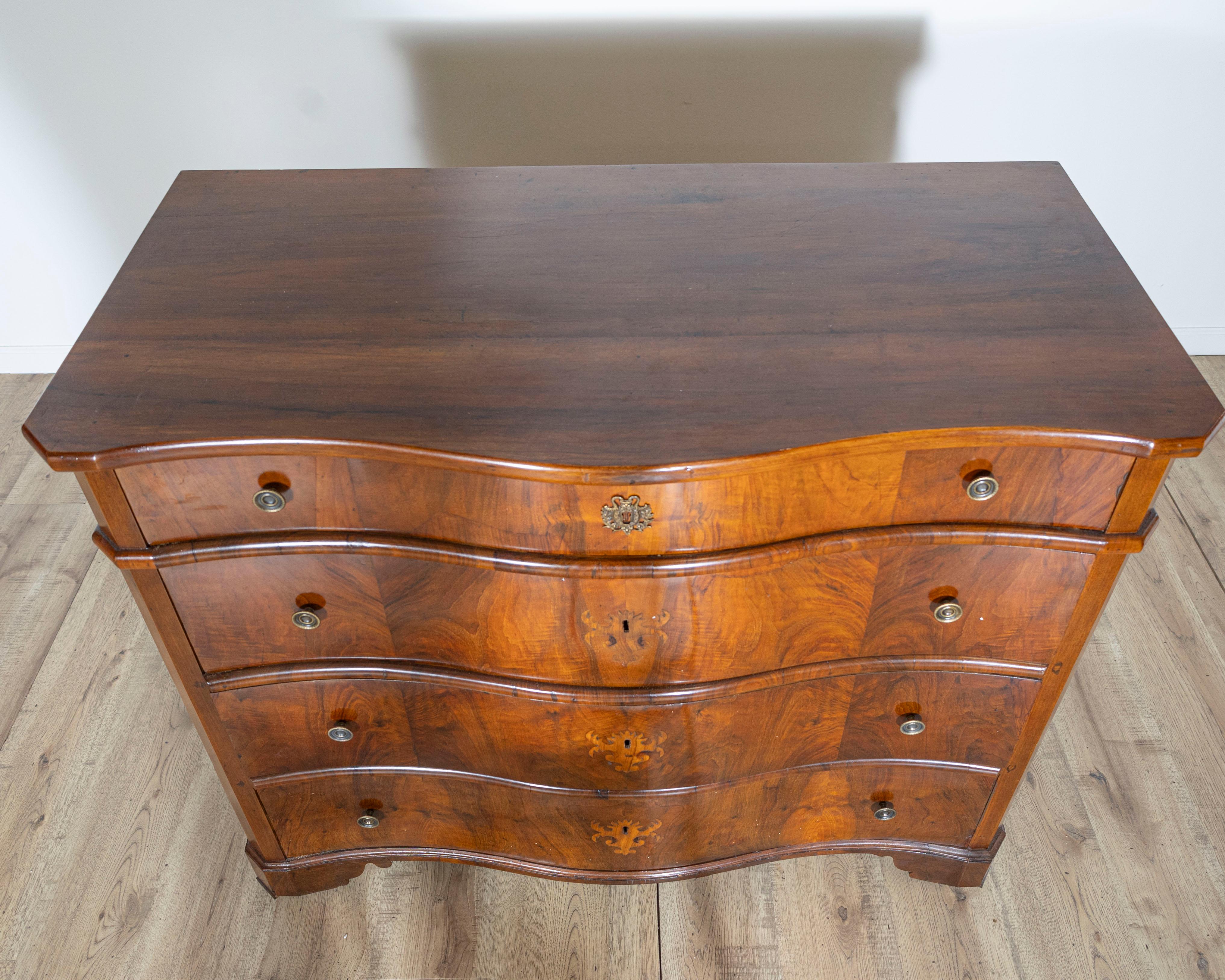 Walnut ON HOLD - Pair of 18th Century Italian Commodes For Sale