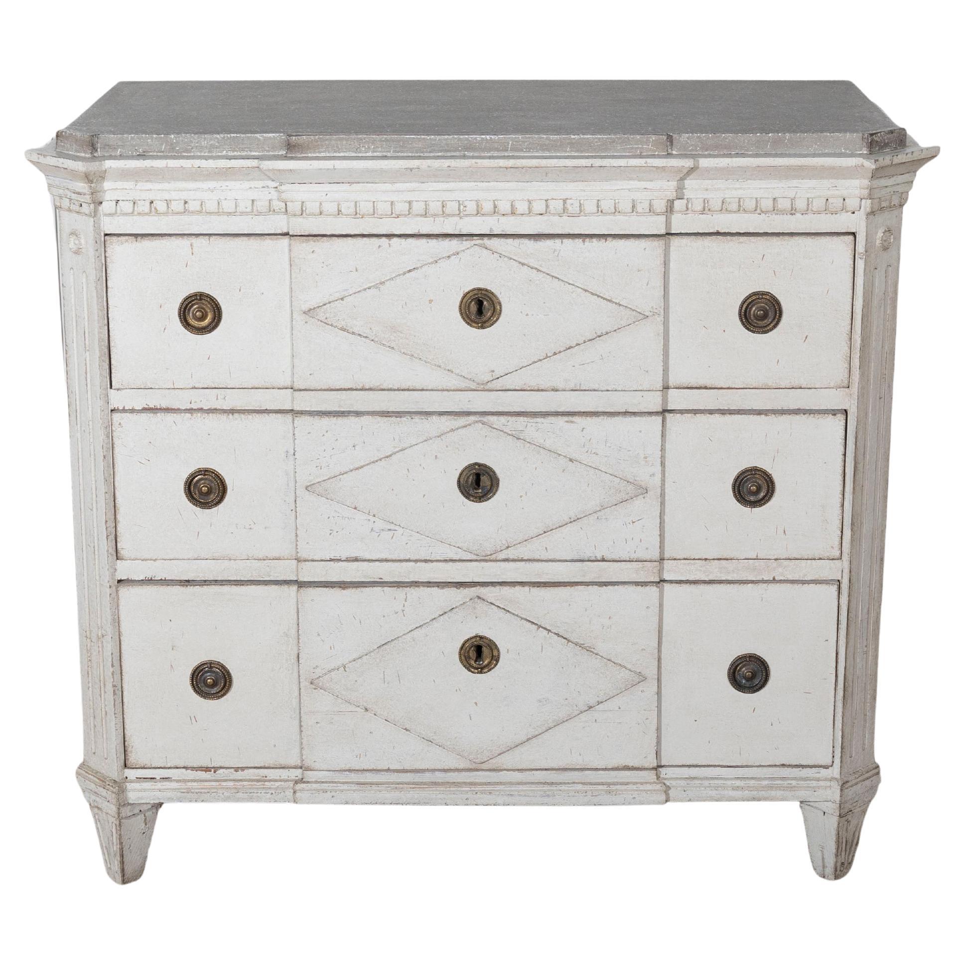 Swedish Gustavian Style Painted Chest of Drawers with Grey Top, circa 1880