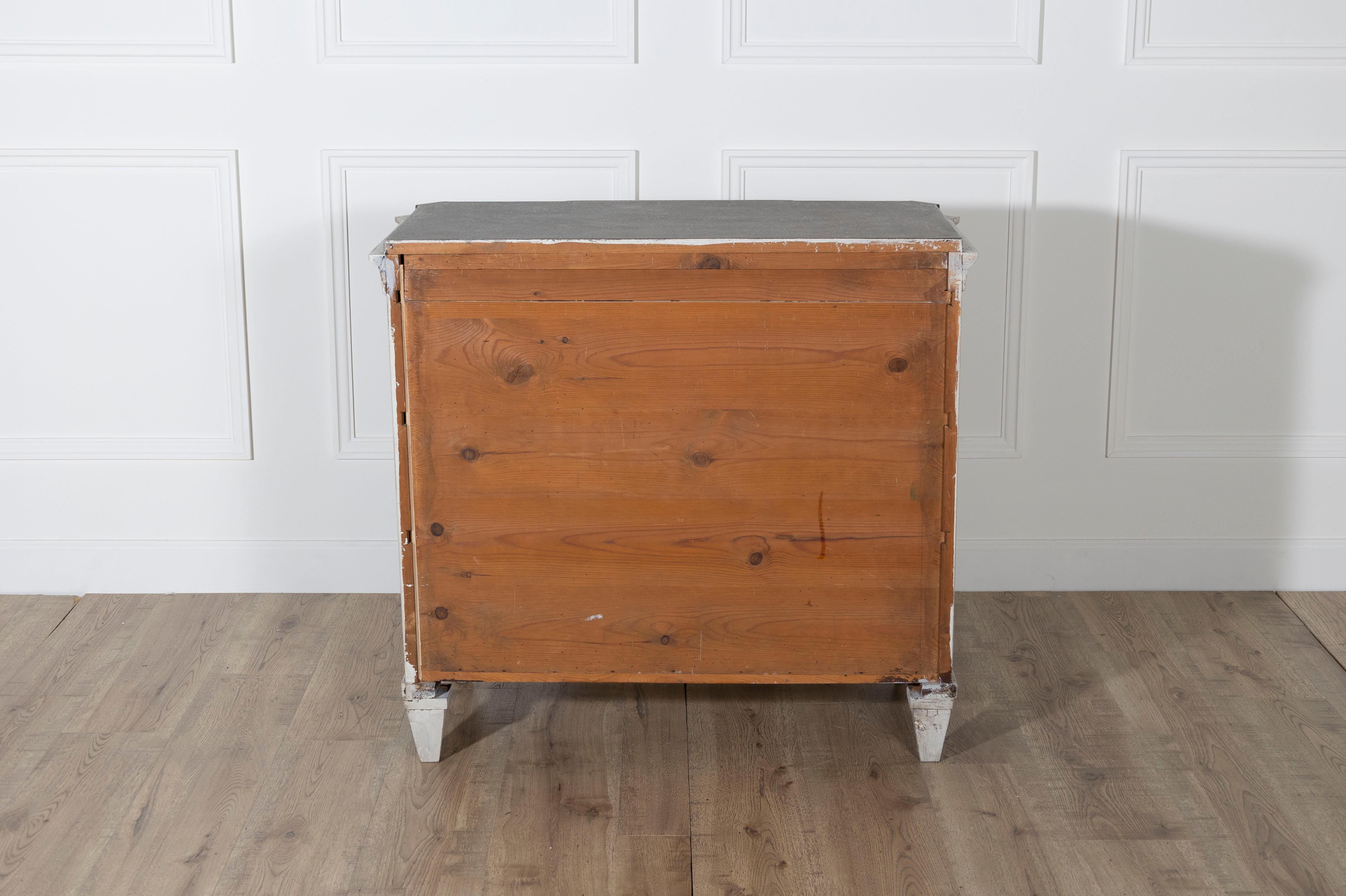 Swedish Gustavian Style Painted Chest of Drawers with Grey Top, circa 1880 For Sale 2