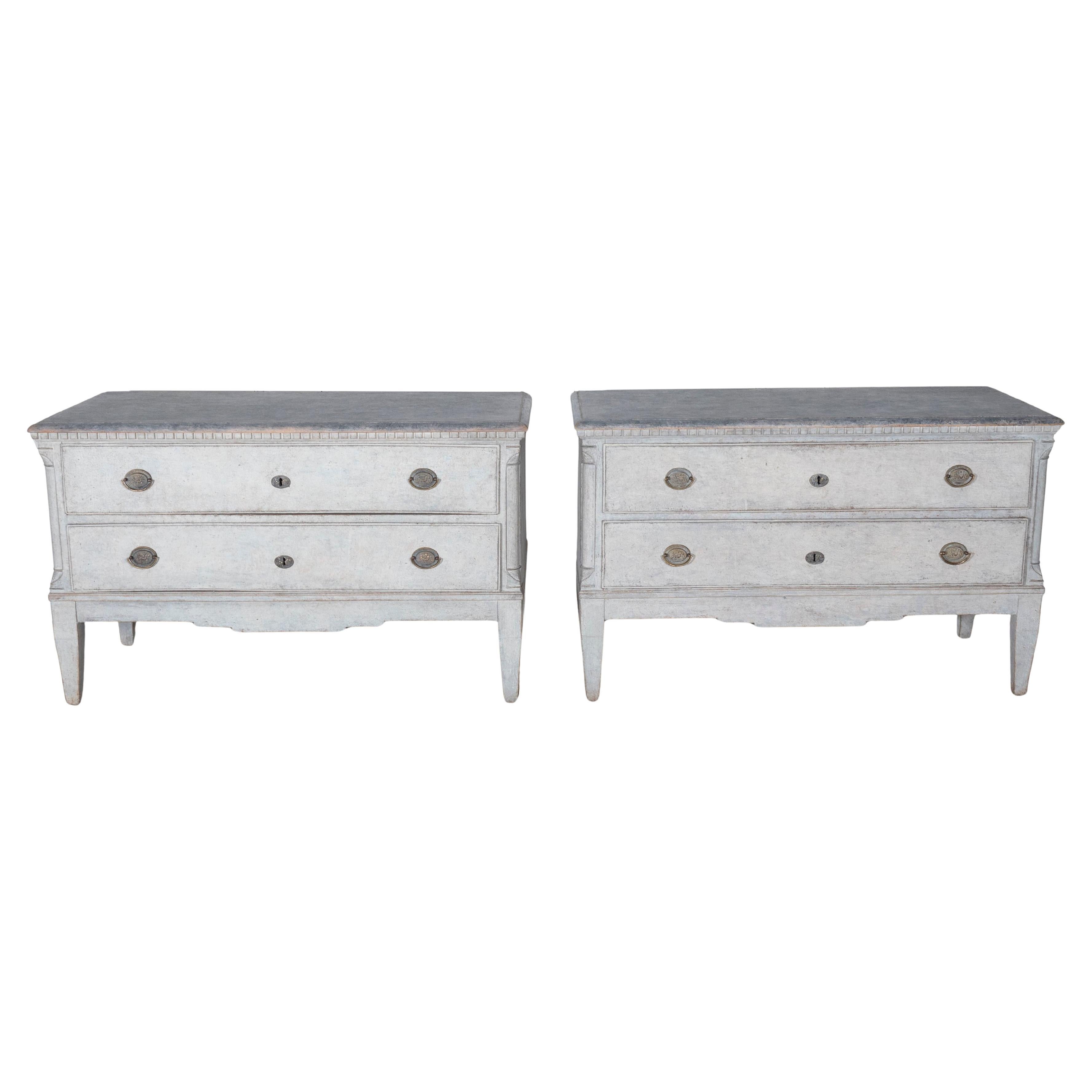 Pair of Danish Painted Chests of Drawers in Grey, circa Late 19th Century For Sale