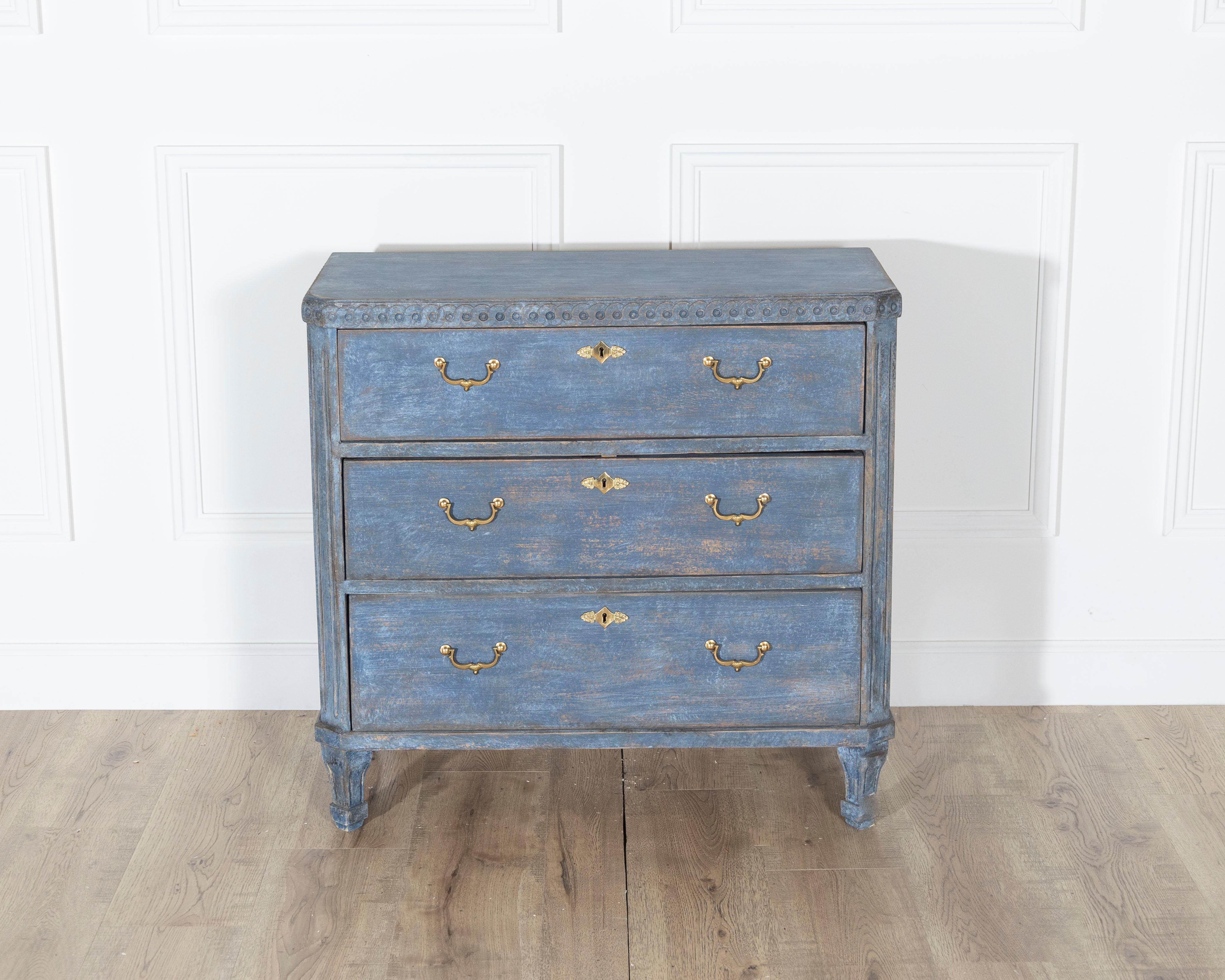 Pair of Swedish Blue Painted Chests of Drawers, circa 1870 For Sale 8