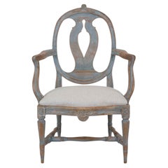 Swedish 18th Century Gustavian Painted Armchair