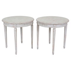 Pair of Swedish 20th Century Carved Round Tables