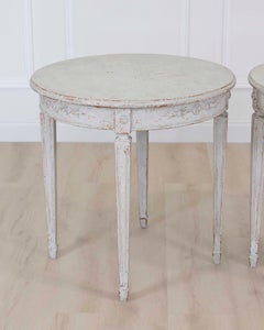 Pair of Swedish 20th Century Carved Round Tables