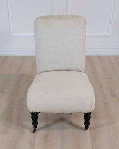19th Century Napoleon III Scroll Back Slipper Chair, Ready to Upholster