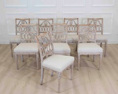 Matched Set of Eight Swedish 19th Century Gustavian Lindome Chairs