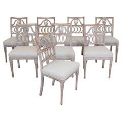 Matched Set of Eight Swedish 19th Century Gustavian Lindome Chairs