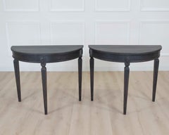 Pair of Swedish Gustavian Style Demi Lune Console Tables