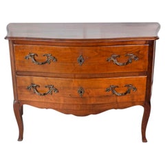 On Hold - Antique Louis XV Style Curved Walnut Commode