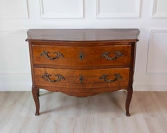 On Hold - Antique Louis XV Style Curved Walnut Commode