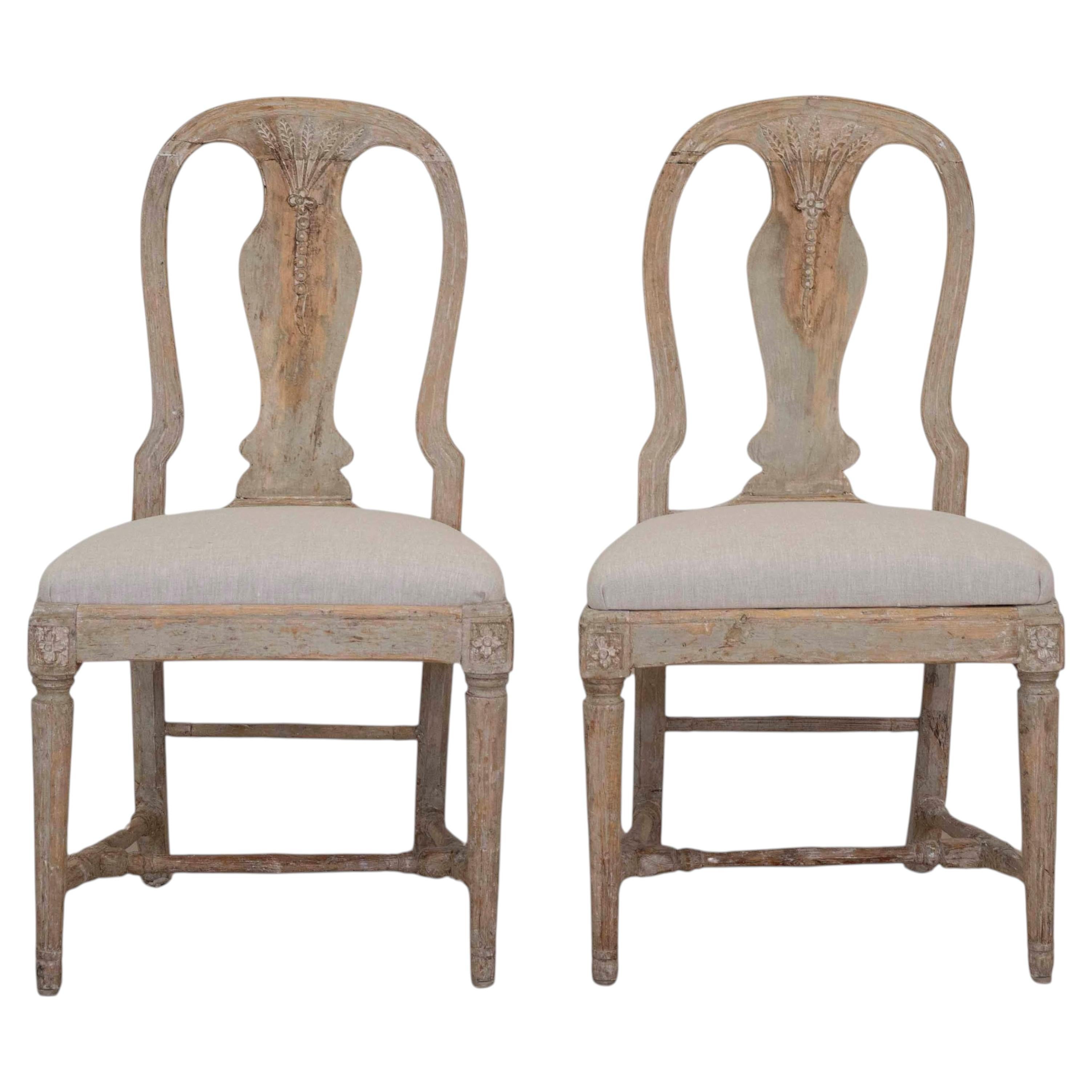 Pair of 19th Century Provincial Gustavian Chairs in Original Paint