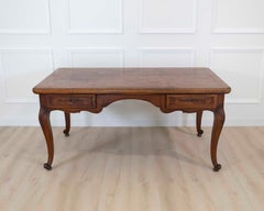 Louis XV Style Flat Center Desk in Walnut and Elm