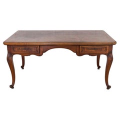 Louis XV Style Flat Center Desk in Walnut and Elm