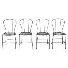 Set of Four French 19th Century Wrought Iron Garden Chairs