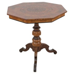 Italian 19th Century Marquetry Octagonal Pedestal Table