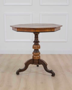 Italian 19th Century Marquetry Octagonal Pedestal Table