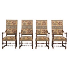 Juego de cuatro sillones franceses del siglo XX, estilo Luis XIII