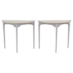 Pair of Swedish 19th Century Demi-Lune Console Tables
