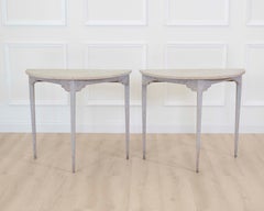 Pair of Swedish 19th Century Demi-Lune Console Tables