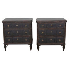 Pair of Danish 20th Century Carved Painted Chests of Drawers