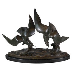 J.B. Léonard, « Deux mouettes en vol », sculpture Art déco en bronze