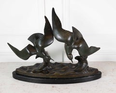 J.B. Léonard, « Deux mouettes en vol », sculpture Art déco en bronze