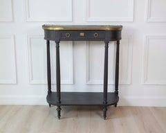 Mid-19th Century Swedish Ebonized Console Table with Brass Gallery and Slate Top