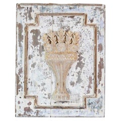 18th Century Carved and Painted Wooden Panel
