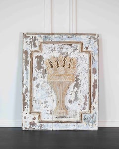 18th Century Carved and Painted Wooden Panel