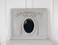 19th Century French Painted Boiserie Panel with Original Mirror Plate
