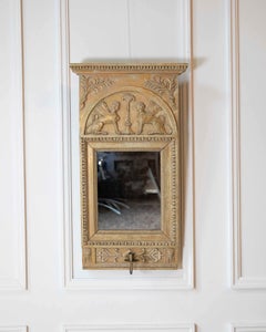 Swedish Neoclassical Painted Mirror With Sphinx Crest and Candle Sconce