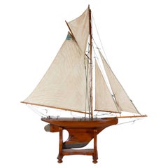 Gaff Rigged Cutter Wooden Pond Yacht Circa 1920