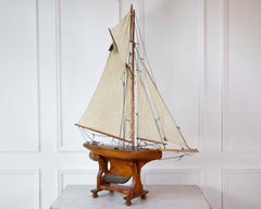 Gaff Rigged Cutter Wooden Pond Yacht Circa 1920