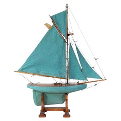 English 20th Century 'Kangaroo' Carved Wood Gaff Cutter Pond Yacht