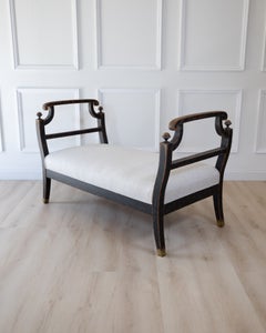 Freestanding Karl Johan Bench in Black Paint, circa 1830