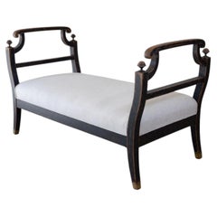 Freestanding Karl Johan Bench in Black Paint, circa 1830