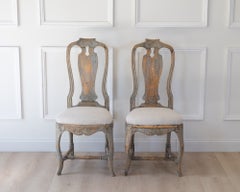 Pair of Provincial Rococo Chairs in Original Paint, circa 1790