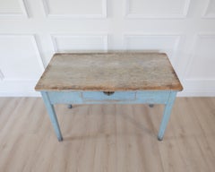 Swedish 19th Century Pale Blue Painted Pine Farmhouse Table, circa 1830–1850