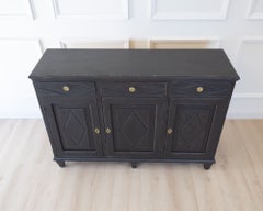 Swedish Neoclassical Black Painted Three-Door Buffet, 20th Century