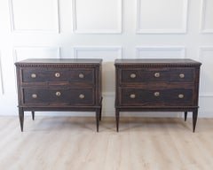Pair of Gustavian Style Chests in black Paint, circa 1890