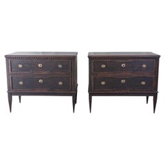 Pair of Gustavian Style Chests in black Paint, circa 1890