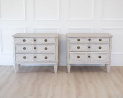 Pair of Swedish White Painted Chests of Drawers, circa 1920