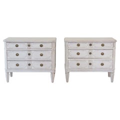 Pair of Swedish White Painted Chests of Drawers, circa 1920