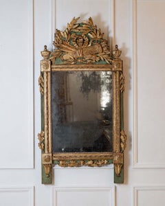 Large Louis XVI Giltwood Mirror with Laurel and Torch Crest, 18th Century