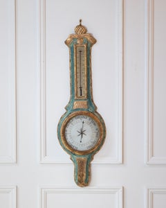 Louis XVI Painted and Gilded Barometer and Thermometer by Viard and Blanchard, 1