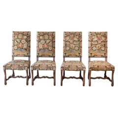 Set of Four French Beech Os de Mouton Chairs, Late 19th Century