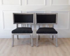 Pair of Swedish Klismos Chairs, Wood and Fabric, 20th Century Design
