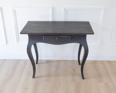Swedish Rococo Black-Painted Side Table, Mid-18th Century